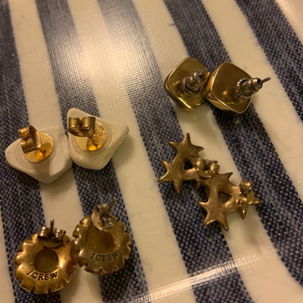 Vintage star flower beach glass earring stud set - Picture 4 of 9
